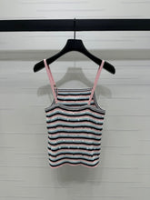 Chanel 25 Pink Black Striped Knit Tank Top